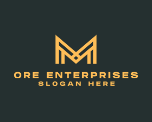 Golden Business Letter M logo design