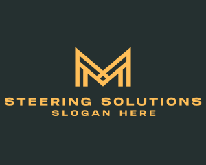 Golden Business Letter M logo design