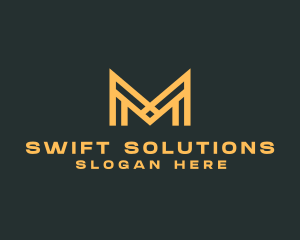 Golden Business Letter M logo design