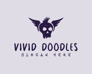 Skull Wing Punk logo design