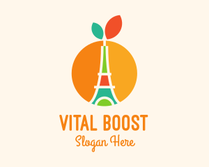 Orange Fruit Eiffel Tower logo design