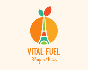 Orange Fruit Eiffel Tower logo design