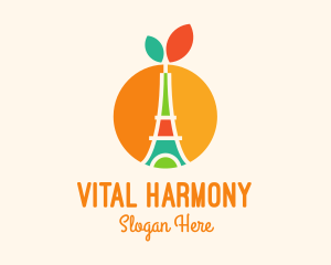 Orange Fruit Eiffel Tower logo design