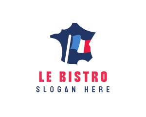 France Flag Map logo design