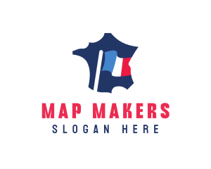 France Flag Map logo design