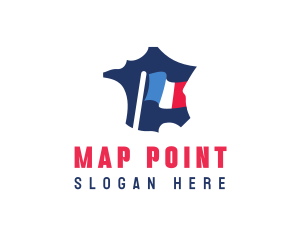 France Flag Map logo