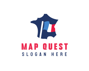 France Flag Map logo design