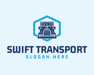 Trucking Logistics Hexagon logo design
