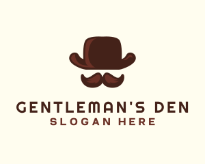 Mustache Gentleman Hat logo design