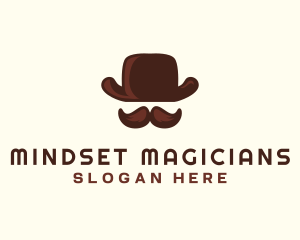 Mustache Gentleman Hat logo design