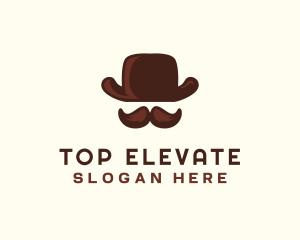 Mustache Gentleman Hat logo design