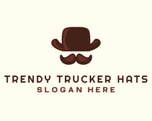 Mustache Gentleman Hat logo design