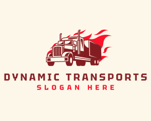 Flaming Truck Transport logo design