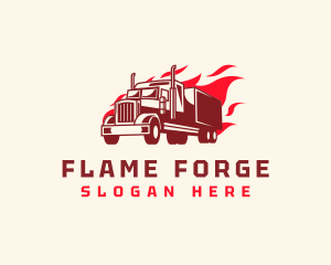 Flaming Truck Transport logo design