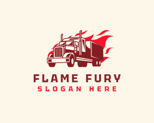 Flaming Truck Transport logo design