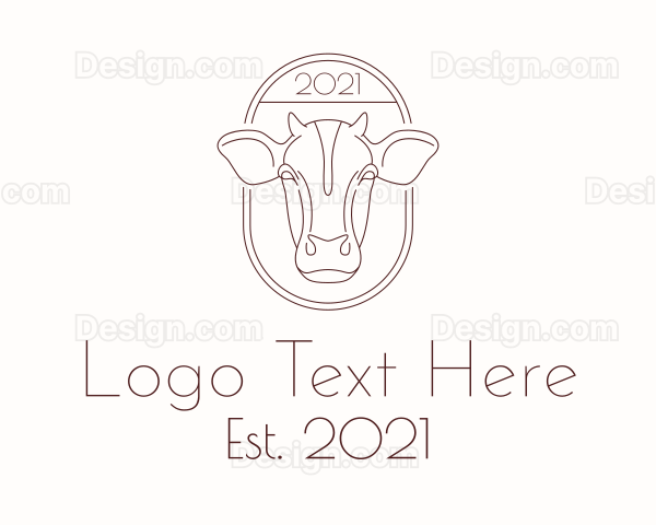 Cow Head Line Art Logo