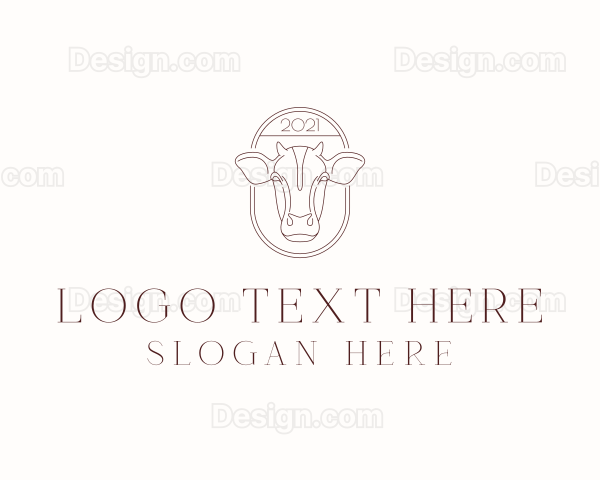 Cow Head Line Art Logo