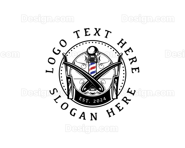 Barber Razor Groomer Logo