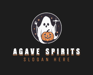 Pumpkin Alien Ghost logo design