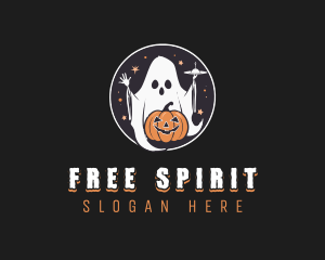 Pumpkin Alien Ghost logo design