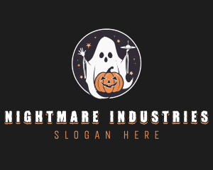 Pumpkin Alien Ghost logo design