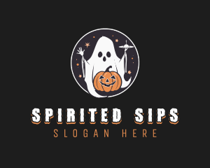 Pumpkin Alien Ghost logo design