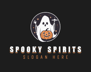 Pumpkin Alien Ghost logo design