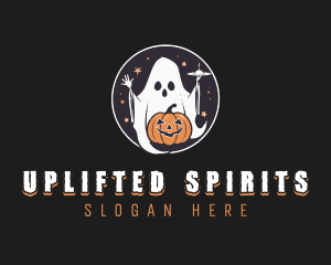 Pumpkin Alien Ghost logo design