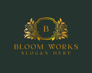 Floral Leaf  Wreath logo design