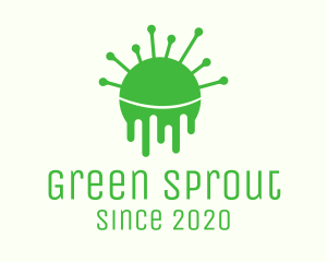 Green Dripping Virus logo design