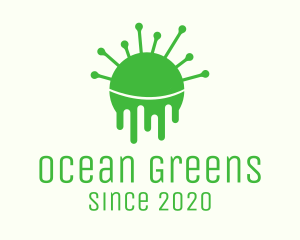 Green Dripping Virus logo design