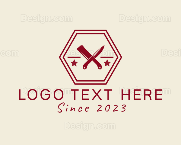 Butcher Knife Hexagon Logo