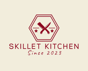 Butcher Knife Hexagon logo design