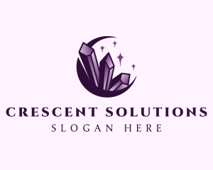 Crescent Moon Gem logo design