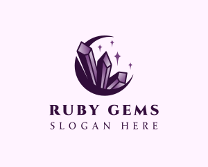 Crescent Moon Gem logo design