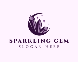 Crescent Moon Gem logo design