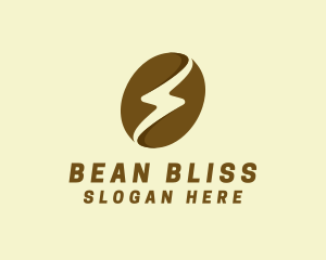 Brown Coffee Bean Thunder logo design