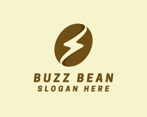 Brown Coffee Bean Thunder logo design