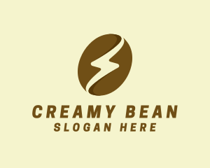 Brown Coffee Bean Thunder logo design