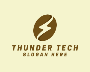 Brown Coffee Bean Thunder logo design