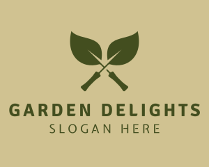 Green Leaves Trowel logo design