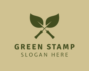 Green Leaves Trowel logo design