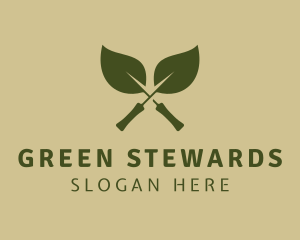 Green Leaves Trowel logo design