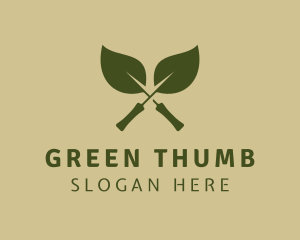 Green Leaves Trowel logo design