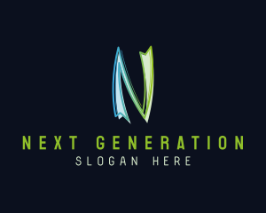 Modern Digital Letter N logo design