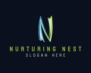 Modern Digital Letter N logo design