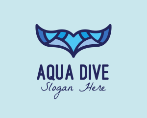 Aqua Whale Tail  logo design