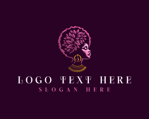 Afro Hair Jewelry Lady logo design