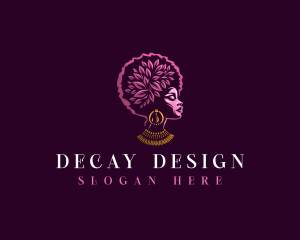 Afro Hair Jewelry Lady logo design