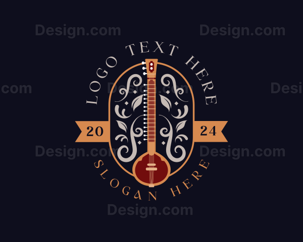 Sitar Musical Instrument Logo